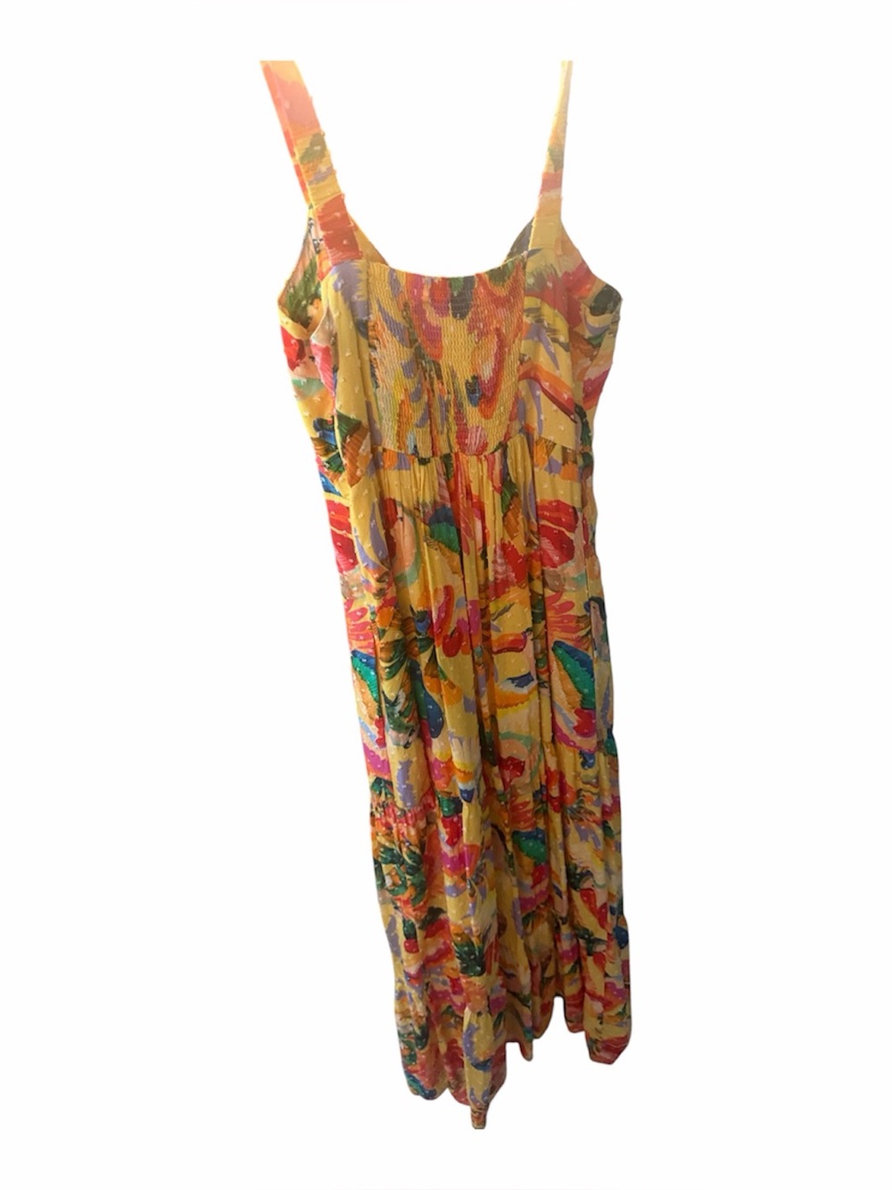 FARM Rio Yellow Multicolor Tropical  Maxi Dress XS